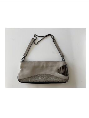 HALSTON HERITAGE CONVERTIBLE SHOULDER HANDBAG AND CLUTCH